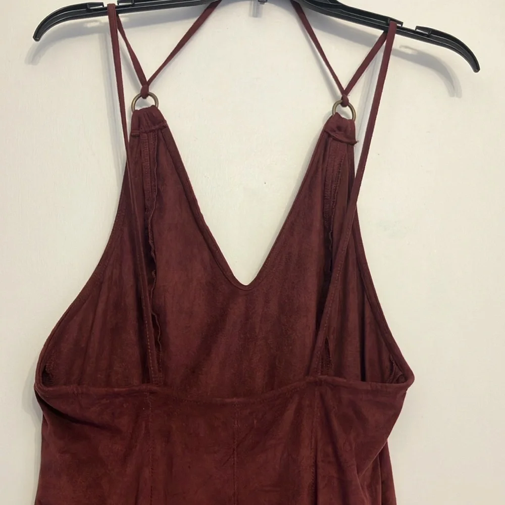 Free people faux suede boho strappy mini dress Large